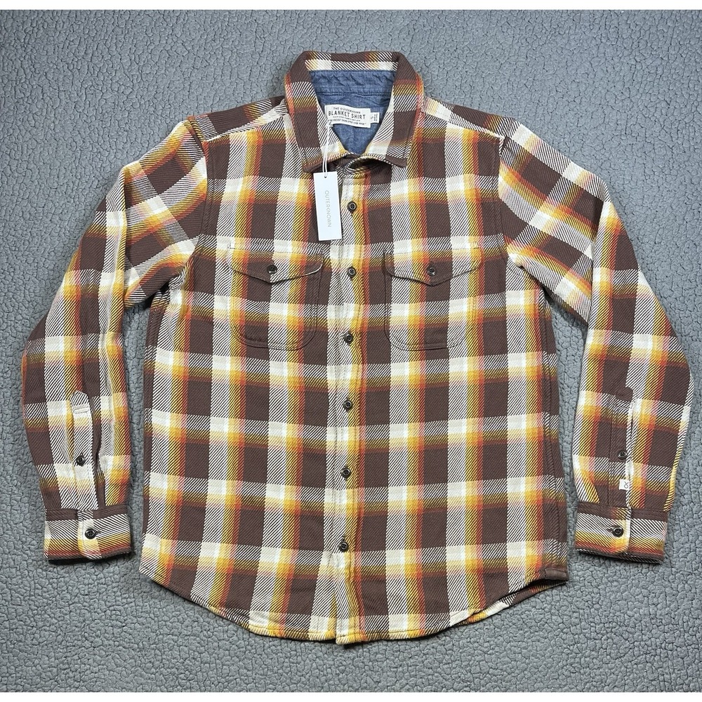 Outerknown Blanket Shirt Dark Roast Nostalgic Plaid Men's Size S‎ Brown